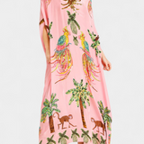Evangeline Vestido Estampado Tropical Bordados Exclusivo