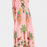 Evangeline Vestido Estampado Tropical Bordados Exclusivo