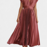 Mireia Vestido Crepé Pliegues Escote Drapeado Cintura Alta