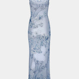 Vestido Iris de Encaje Floral Azul Colección Privada