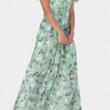 Amara Vestido Maxi Floral Exclusivo Escote En V Mangas