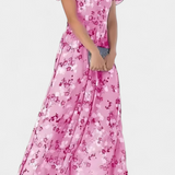 Amara Vestido Maxi Floral Exclusivo Escote En V Mangas