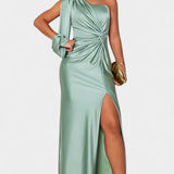 Charlotte Vestido Asimétrico Drapado Seda Exclusivo