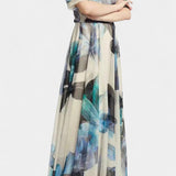 Sanaa Vestido Exclusivo Asimétrico Hombro Colección Floral