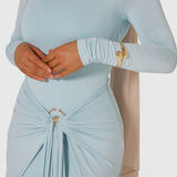 Fátima Vestido Entallado Plisado Detalles Metálicos Selecto