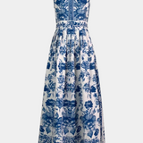 Shante Vestido Aline Estampado Porcelana Edición Solapa