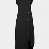 Aphrodite Vestido Asimétrico Con Botones Dorados Exclusivos