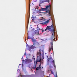 Abigail Vestido De Malla Floral Con Manga Única Selección