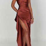 Emberly Vestido Maxi Tejido Elástico Abertura Alta Elegante