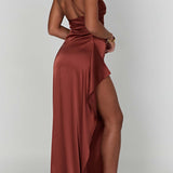 Emberly Vestido Maxi Tejido Elástico Abertura Alta Elegante
