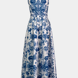 Shante Vestido Aline Estampado Porcelana Edición Solapa