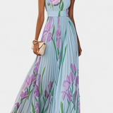 Calanthe Vestido de Chifón Plisado Floral Exclusivo