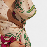 Fana Vestido Cruzado Floral Con Lazo Cintura Exclusivo