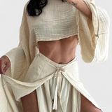 Elsie Conjunto Fluido Kimono Y Pantalón Cruzado Limitada