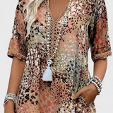 Perla Vestido Boho Estampado Floral y Crochet Exclusivo