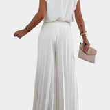 Liora Conjunto Minimalismo Exclusivo Top Pantalón Plisado