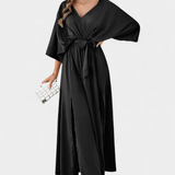 Milly Vestido Elegante Con Lazo Abertura Exclusivo Sutil