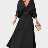 Milly Vestido Elegante Con Lazo Abertura Exclusivo Sutil