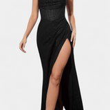 Armoni Vestido Sirena Con Corpiño Espagueti Satén Exclusivo