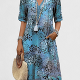 Perla Vestido Boho Estampado Floral y Crochet Exclusivo