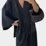 Eli Conjunto Oversize Top V Cuello Pantalón Luxe Exclusiva