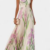 Calanthe Vestido de Chifón Plisado Floral Exclusivo