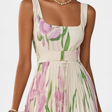 Calanthe Vestido de Chifón Plisado Floral Exclusivo