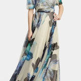 Sanaa Vestido Exclusivo Asimétrico Hombro Colección Floral