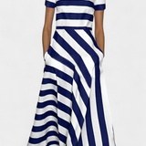 Lustra Vestido Maxi Rayas Corte Fluido Elástico Exclusivo