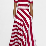 Lustra Vestido Maxi Rayas Corte Fluido Elástico Exclusivo