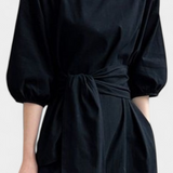 Krisbel Vestido De Lino Algodón Cintura Anudada Colección