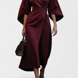 Micaela Vestido Midi Exclusivo Lux Mangas Lantern Cintura