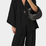Eli Conjunto Oversize Top V Cuello Pantalón Luxe Exclusiva