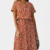 Rovena Vestido Midi Lunares Camisero Colección Exclusiva