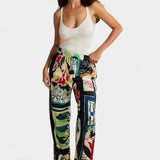 Arce Pantalón Recto Cintura Alta Floral Colección Exclusiva