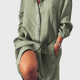 Marlene Vestido Camisa De Lino Longline Colección Exclusiva