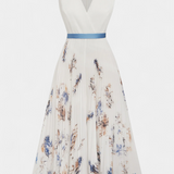Elise Vestido Midi Chiffon Floral Plisado Edicion Limitada