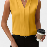 Nele Blusa Sin Mangas Escote V Silueta Fluida Colección Lujo