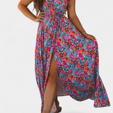 Ximena Vestido Cruzado Largo Estampado Floral Exclusivo