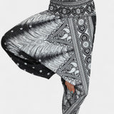 Luna Pantalones Exclusiva Boho Tela Ligera Cintura Elástica