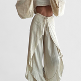 Elsie Conjunto Fluido Kimono Y Pantalón Cruzado Limitada