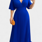 Odele Vestido Plisado Fluido con Espalda Abierta Elegante