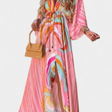 Joelle Vestido Maxi Arcoíris Manga Murciélago Privado