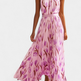 Juliene Vestido Floral Sin Mangas Cinturón Plisado Exclusivo