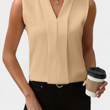 Nele Blusa Sin Mangas Escote V Silueta Fluida Colección Lujo