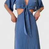 Myra Vestido Fluido Colección Lazo Frontal Exclusivo