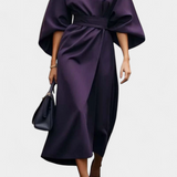 Micaela Vestido Midi Exclusivo Lux Mangas Lantern Cintura