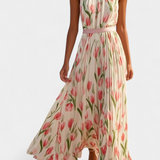 Juliene Vestido Floral Sin Mangas Cinturón Plisado Exclusivo