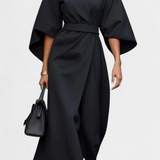 Micaela Vestido Midi Exclusivo Lux Mangas Lantern Cintura