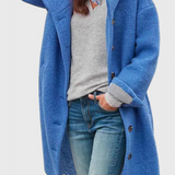 Penélope Abrigo Invierno Capucha Tejido Grueso Exclusiva